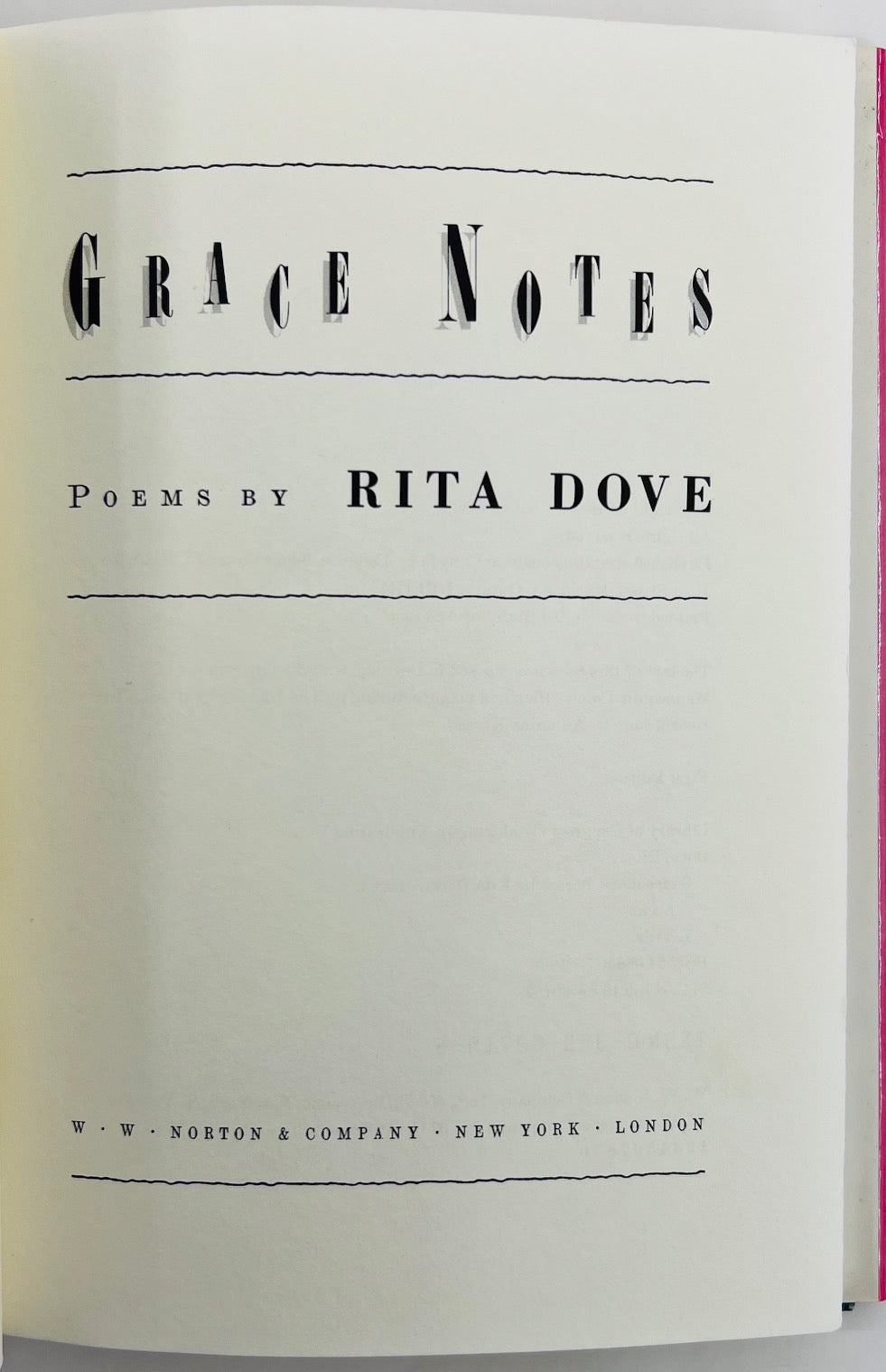 DOVE, Rita. Grace Notes. – Glenn Horowitz Bookseller