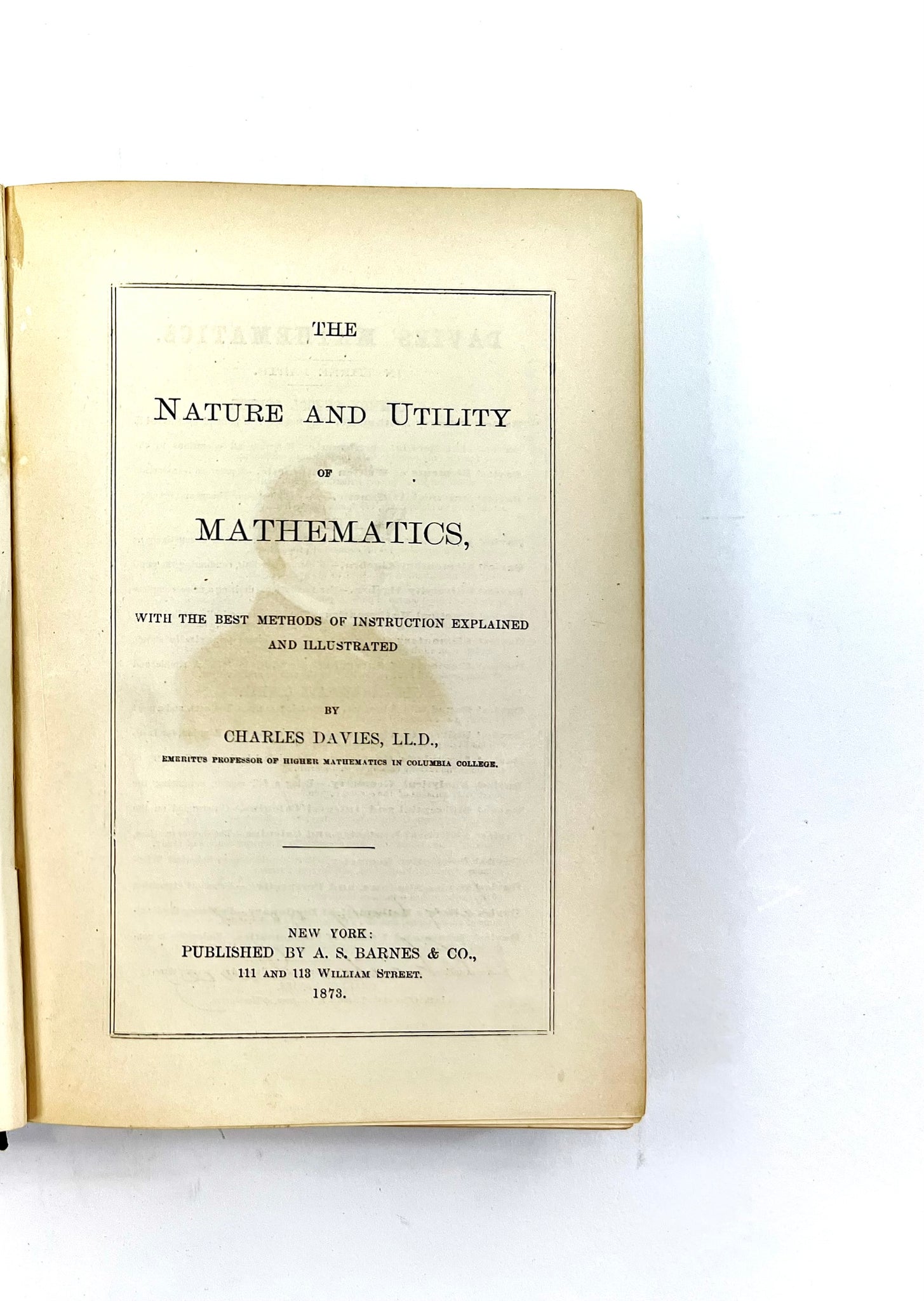 DAVIES, Charles. The Nature and Utility of Mathematics.